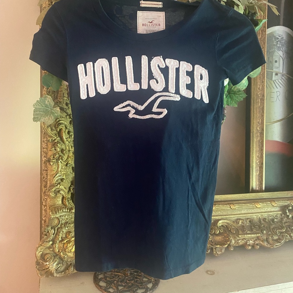 Hollister Dark Blue Tee with White Logo